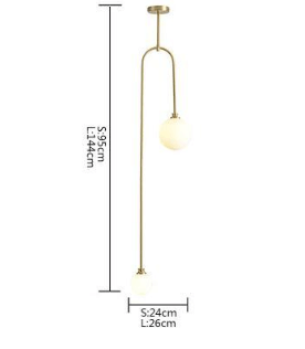 Suspension Gold avec deux boules blanches en verre pour tête de lit - Light Deco