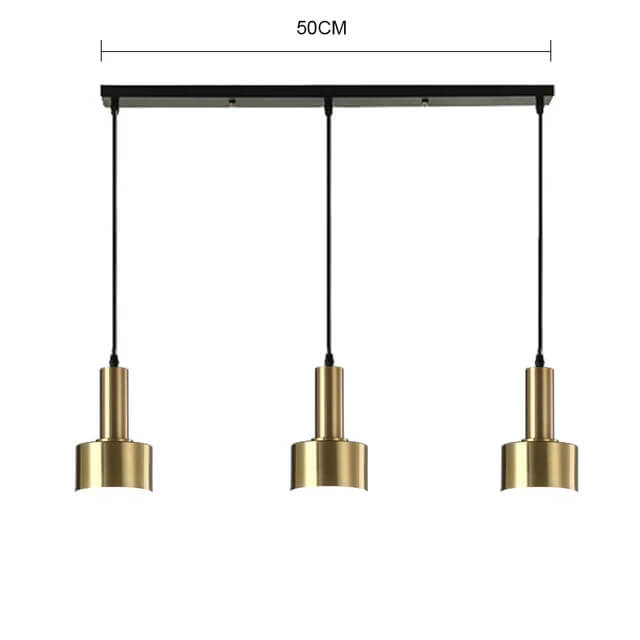 Trois Suspension Tulipe en dorée avec support long - Light Deco