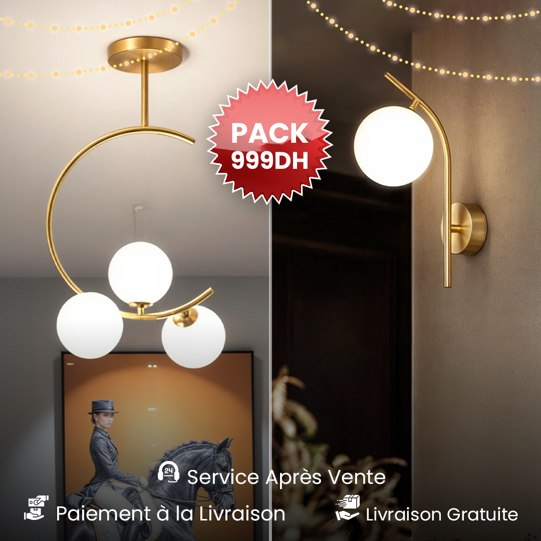 Pack White Ball: Suspension Scarlett + Applique murale Danti